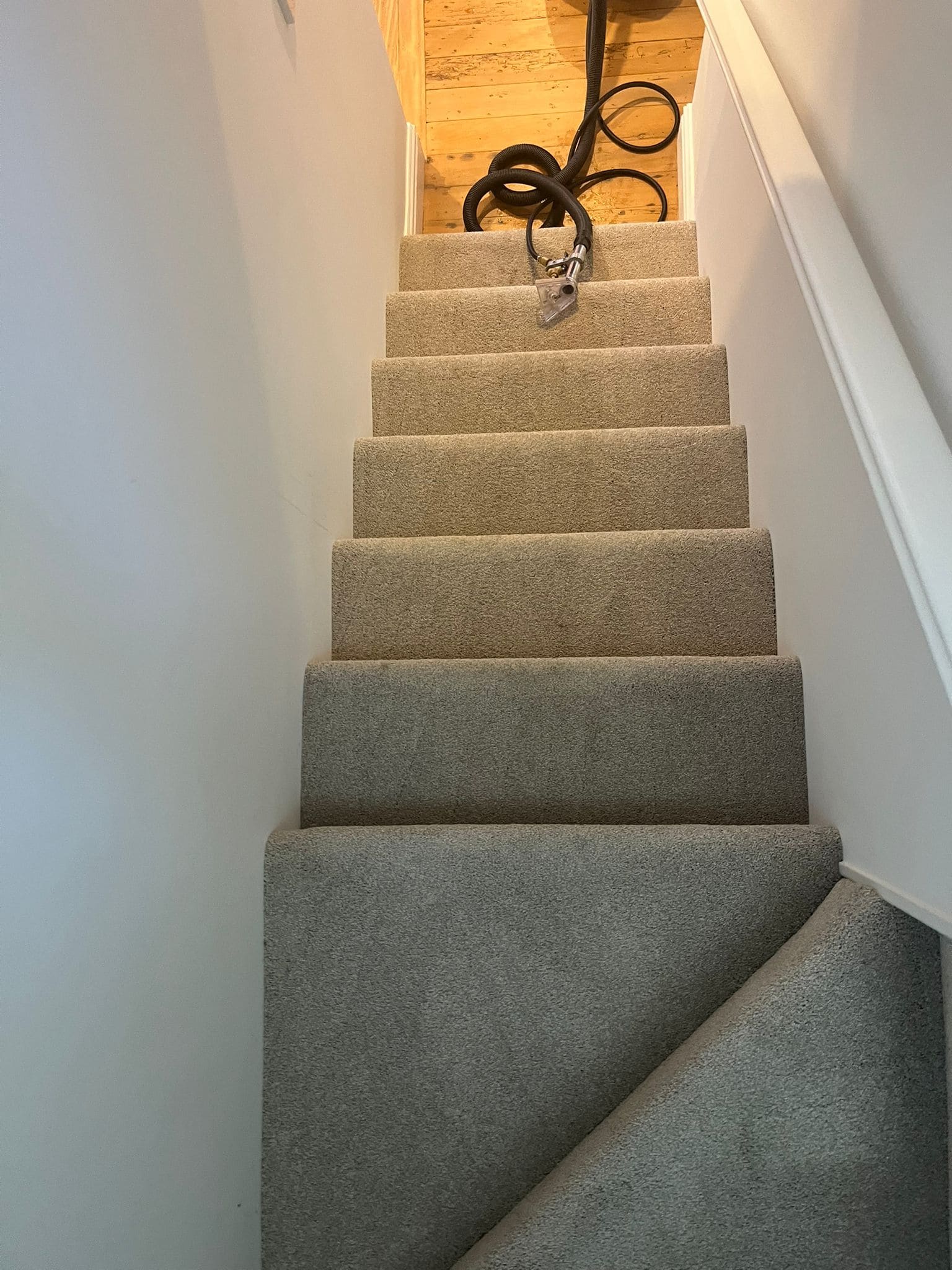 Stair carpet restored after repair